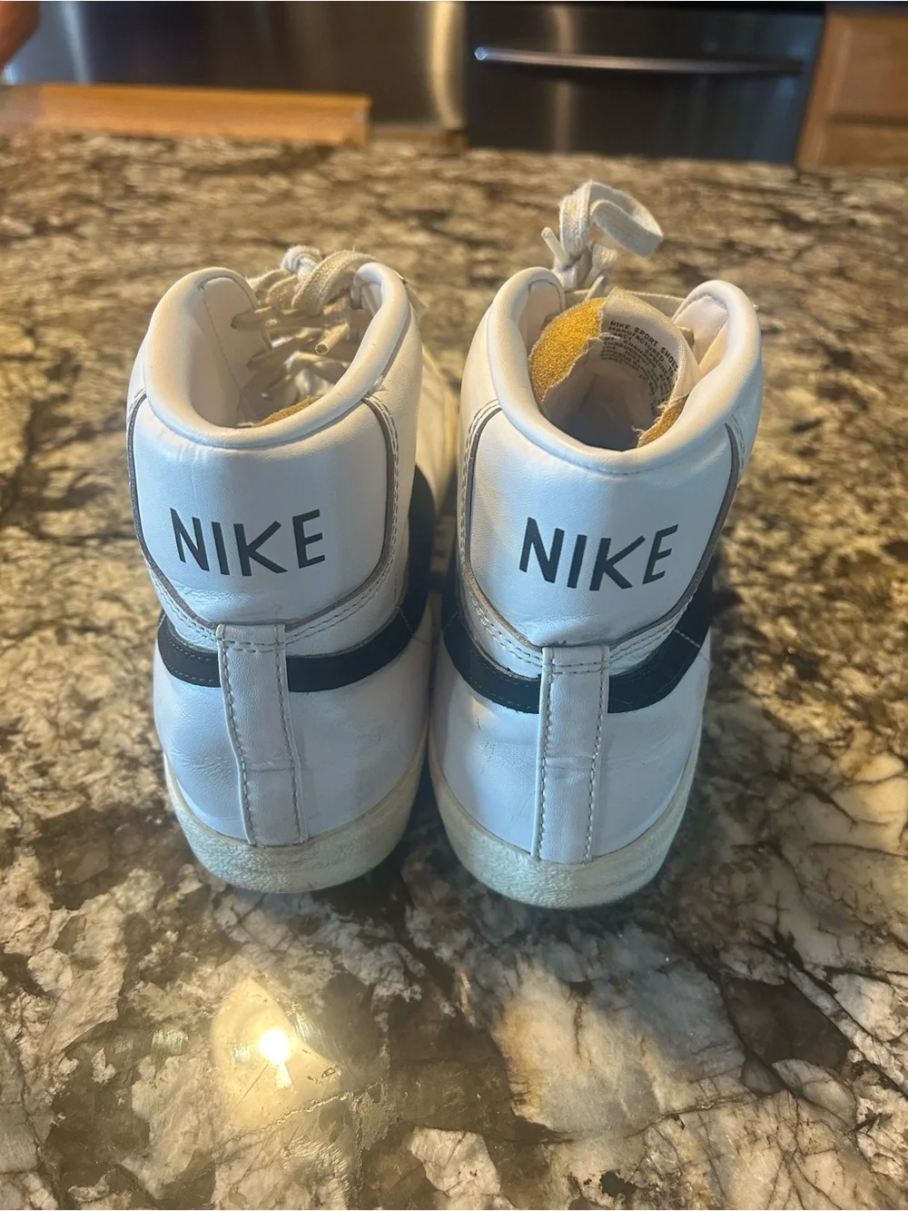 Nike High-Top Sneakers White with Black Swoosh
